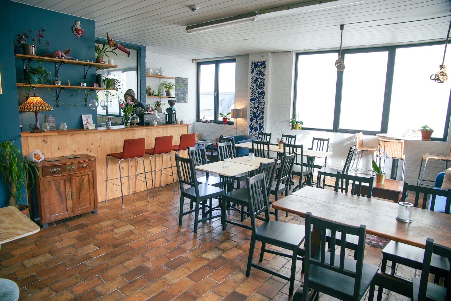 A window and gathering space at Forest Lighthouse